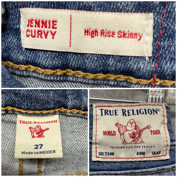True Religion Jennie Curvy High Rise Skinny Women's Distressed Jeans Size 27 - Picture 6 of 9